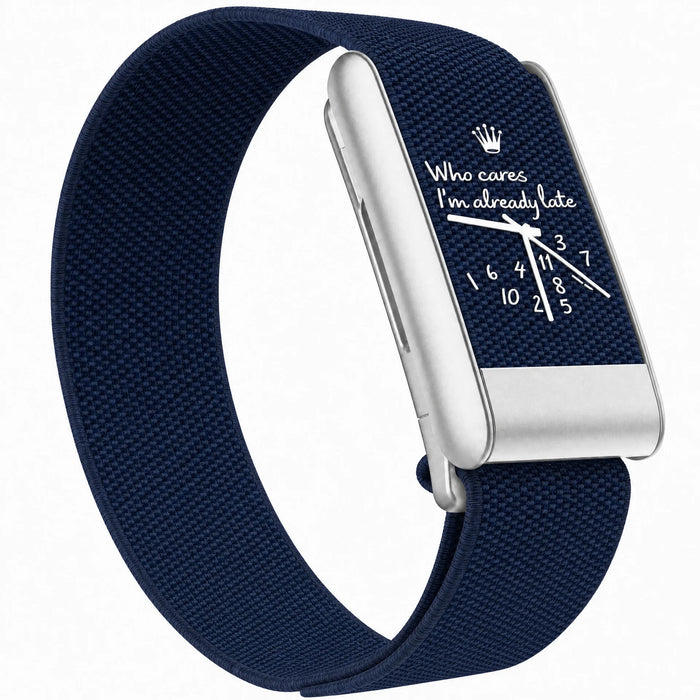 Bracelet tissé Bleu marine — clip argent